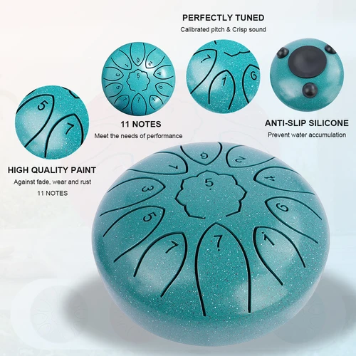 Imagen 2 del producto Juego de regalo de tambor de lengua de acero de 6 "", instrumento de curación de sonido de tambor de lluvia de 11 notas, herramienta de alivio de Yoga/meditación/ansiedad