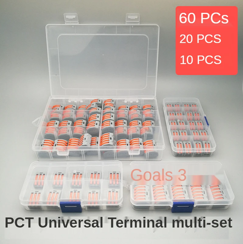 

60pcs Electrical Wiring Terminals Cage Spring Universal Fast Terminal Household Connectors Block Plastic Cn(origin) 60PCT AC/DC