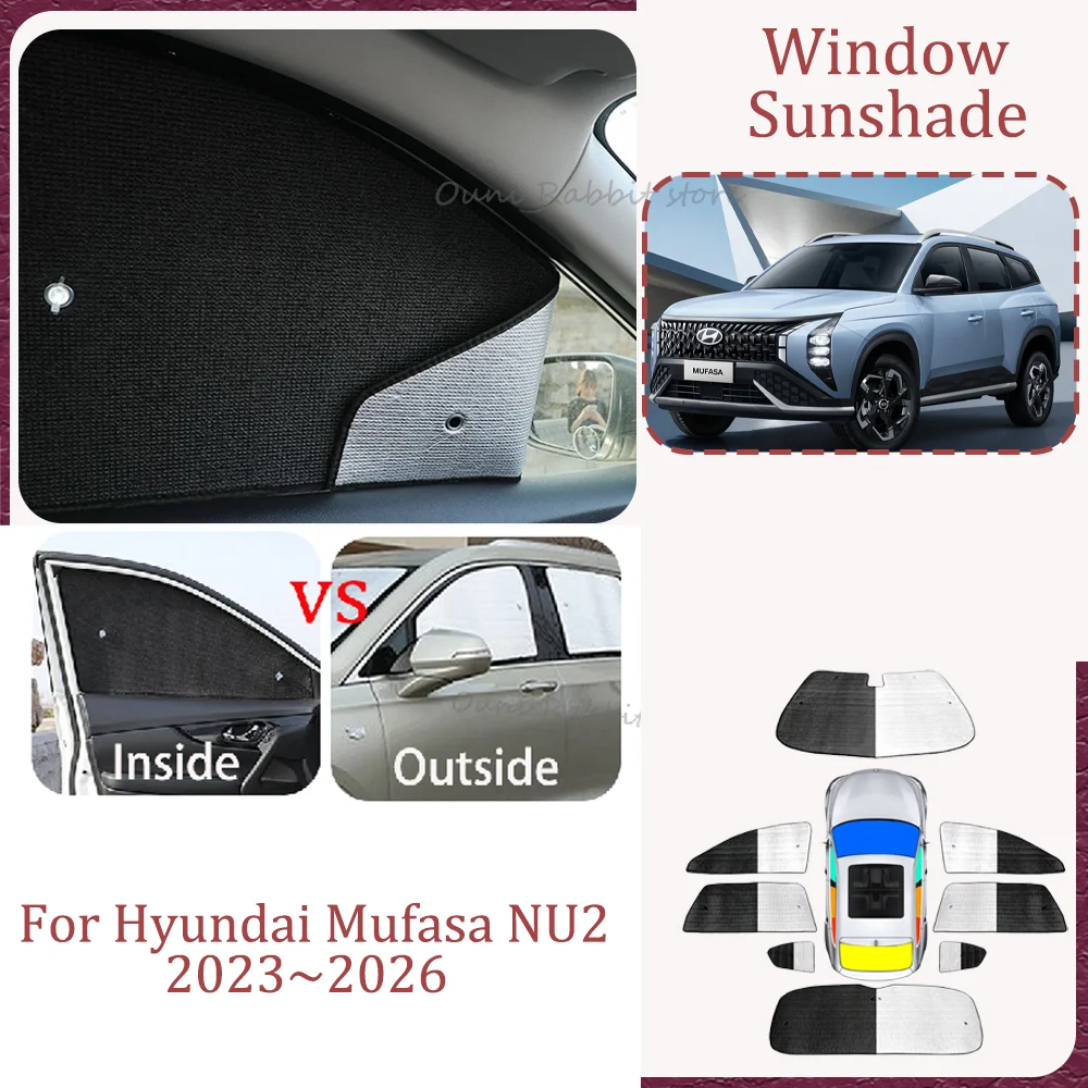 

For Hyundai Mufasa NU2 2023~2026 2025 Car Aluminum Foil Skylight Sunshade Side Window Windshield Sun Shade Interior Accessories