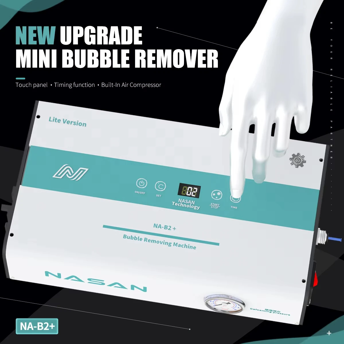 NASAN B2 + LCD مزيل فقاعات الهواء 7 بوصة المدمج في ضاغط الهواء آلة إزالة الفقاعات للهواتف المحمولة شاشة إصلاح أدوات تجديد