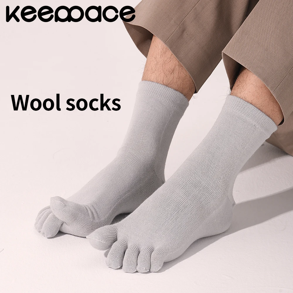 

Keeppace 2 Pairs Men Toe Socks Wool Warm Five Finger Socks Indoor Walking Casual Socks Men Shopping Indoor Home Fitness Socks