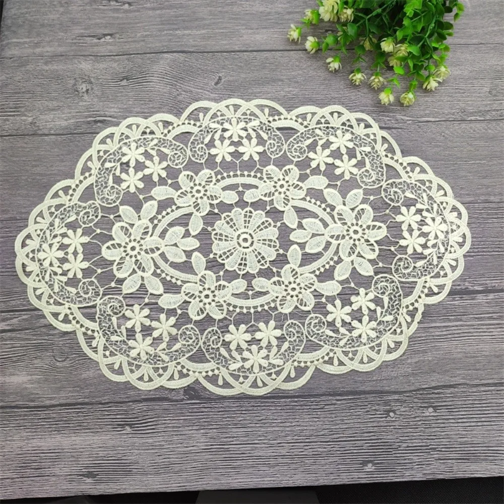 Vintage 30*45cm Lace Table Mat Flower Embroidery Napkin Placemat Lace Table Cloth Embroidered Dining Table Cover for Coffee Cup