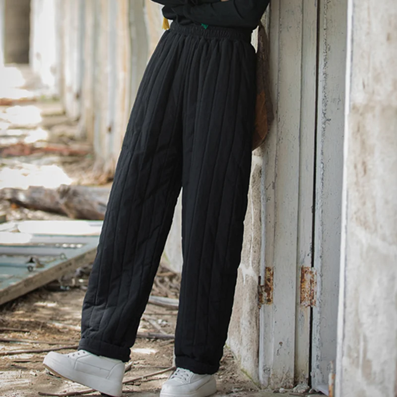 Frauen Baggy Cargo Ethnische Vintage Elastische Hohe Taille Lose Lange Baumwolle Linie Oversize Hosen Breite Bein Kleidung Große Größe