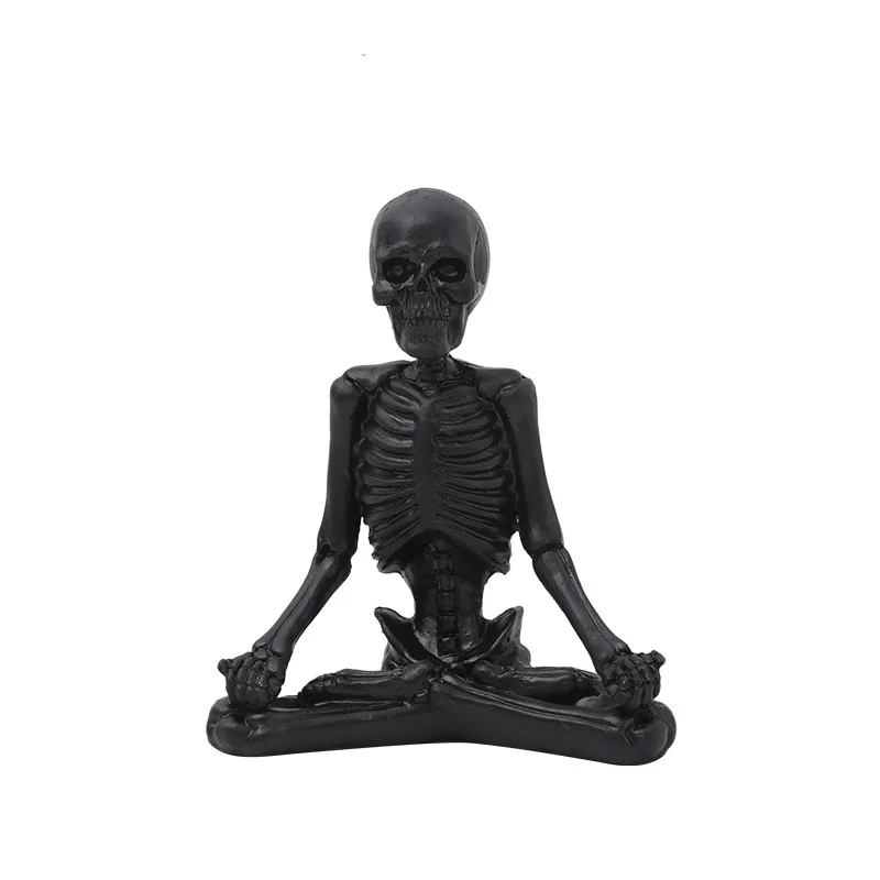 Halloween Skeleton Yoga Ornaments Rural Skull Yoga Figure Resin Craft Decoration Halloween Ghost Festival Party Decoration