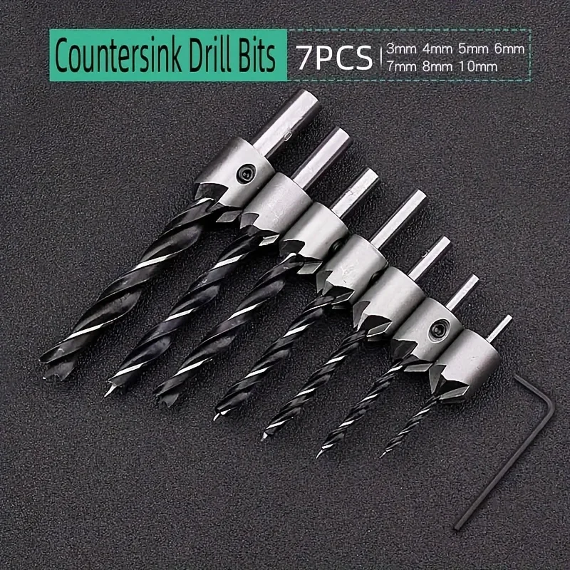 4ชิ้น/7ชิ้น Countersink set Mata Bor คว้านรูสว่านสำหรับงานไม้สว่านเจาะรูแบบเจาะรูสว่านเจาะรูงานไม้