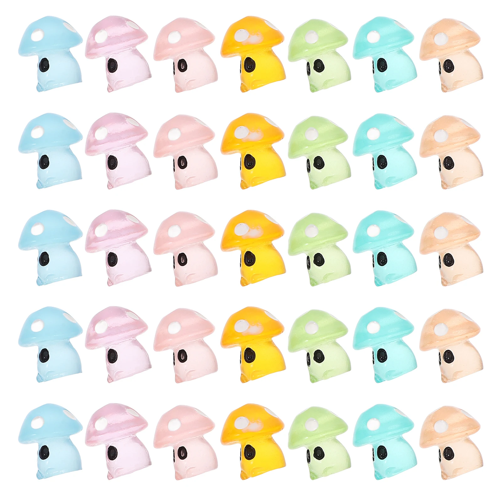Figurines miniatures en résine, 35 pièces, ornements de champignons qui brillent dans la nuit, pour décoration de jardin, artisanat, Micro paysage, bonsaï