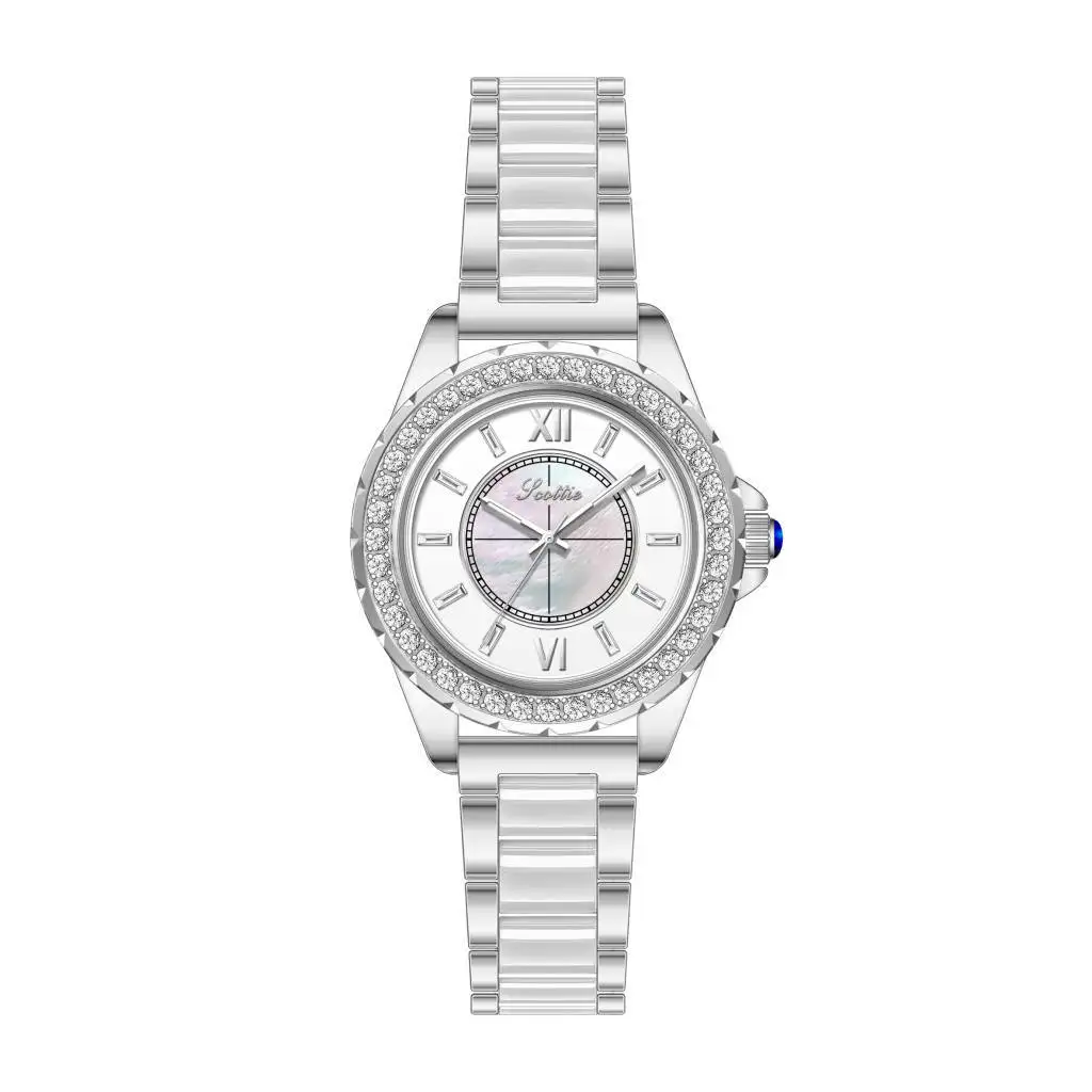 

Модные керамические нишевые часы высокого класса, кварцевые женские часы со стальным ремнем