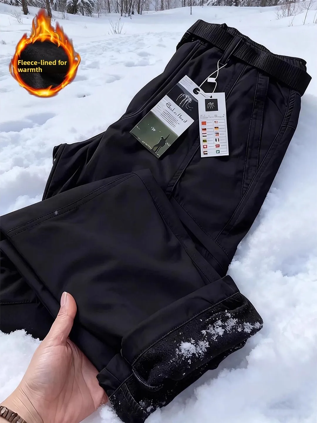

Утепленные мужские рабочие брюки на флисовой подкладке для зимы, активного отдыха и катания на лыжах, теплые, износостойкие, прямого кроя