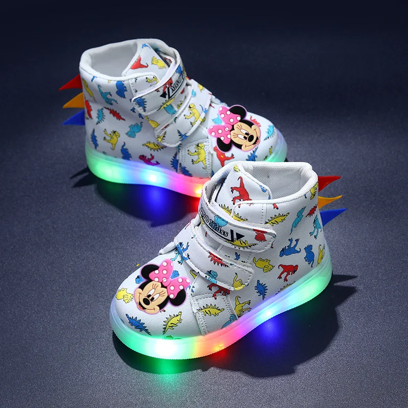 

Disney Spring and Autumn Mickey Mouse Lighted Casual Shoes Girls LED Lights Lighted Sneakers Dinosaur Cartoon Boys Toddler Shoes