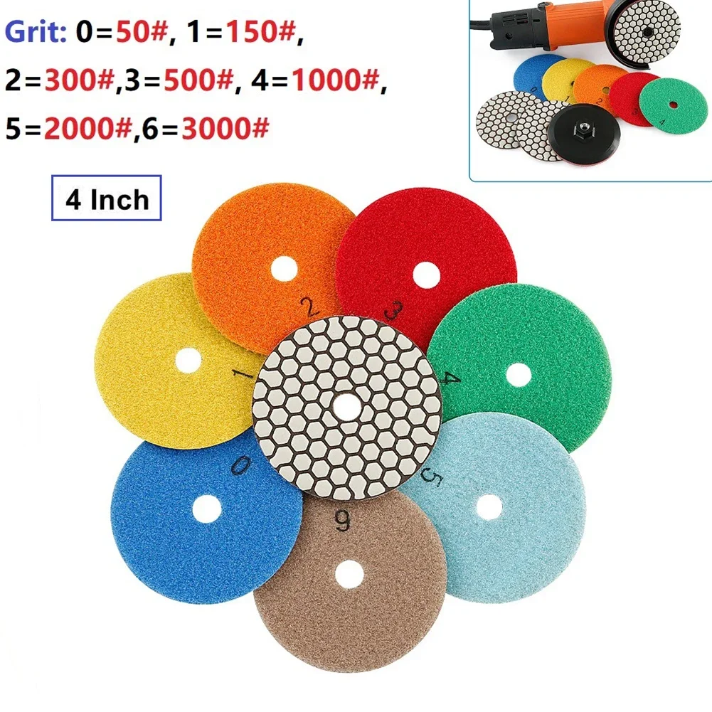 

1Pcs 4" 100mm Diamond Dry Polishing Pad Flexible Sanding Disc 50-3000 Grit For Polishing & Grinding Marble/Granite/Glass