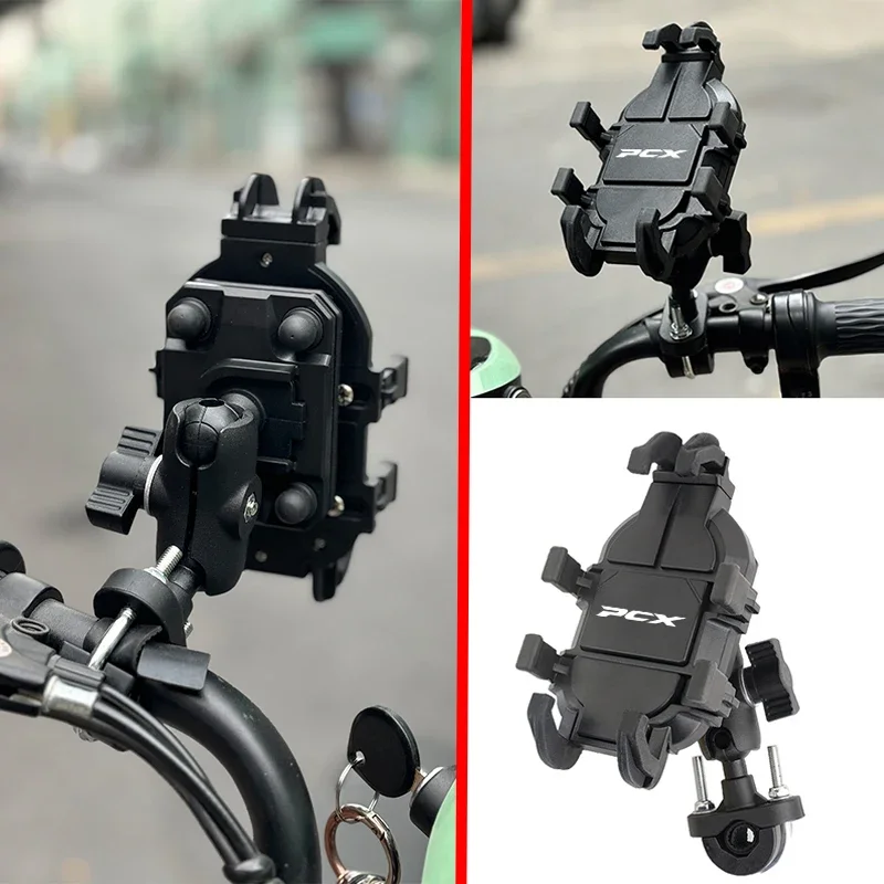 For Honda PCX125 PCX150 PCX160 PCX 125 150 160 Motorcycle Accessories CNC Handlebar Mirror Mobile Phone Holder GPS Stand Bracket