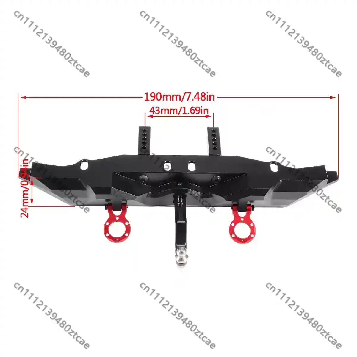 1/10 RC Simulation Crawler Metal Rear Anti-Collision Bumper With Tow Hook Off-Road Vehicle Upgrade Replacement Parts