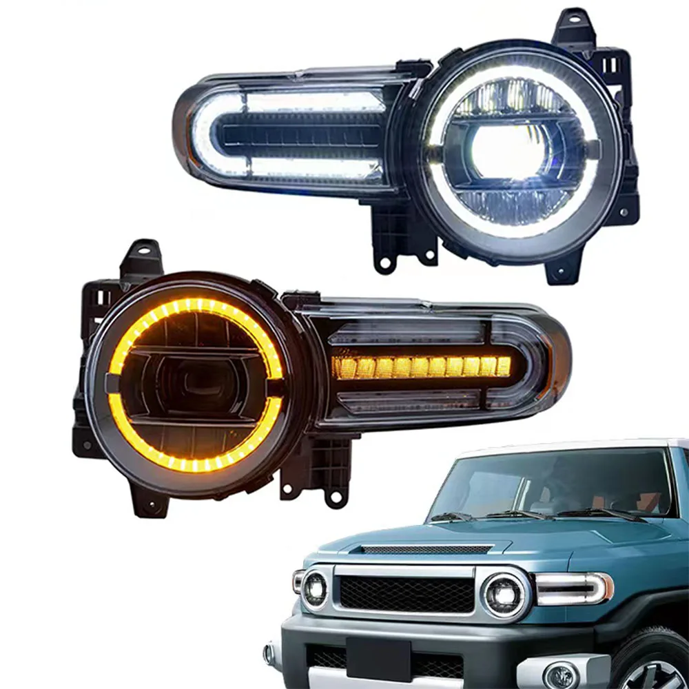 

Поп-автомобильные фары для FJ Cruiser 2007-2020, светодиодные автомобильные фары в сборе, обновленная динамическая сигнальная лампа, хит продаж, аксессуары для инструментов