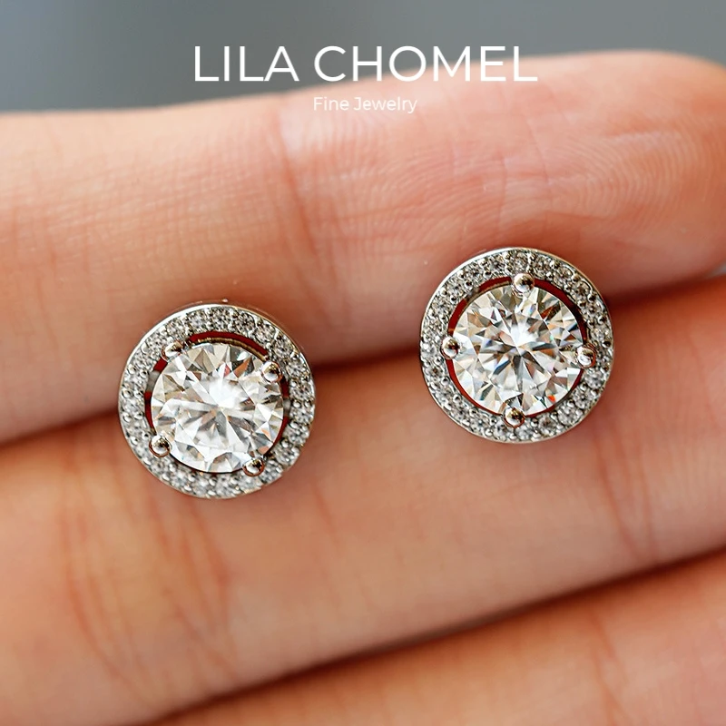 

Women Engagement White 18K Gold Wedding Earrings 0.5/1CT Moissanite Diamond Girl Birthday Gift PT950 Platinum Valentine's Day