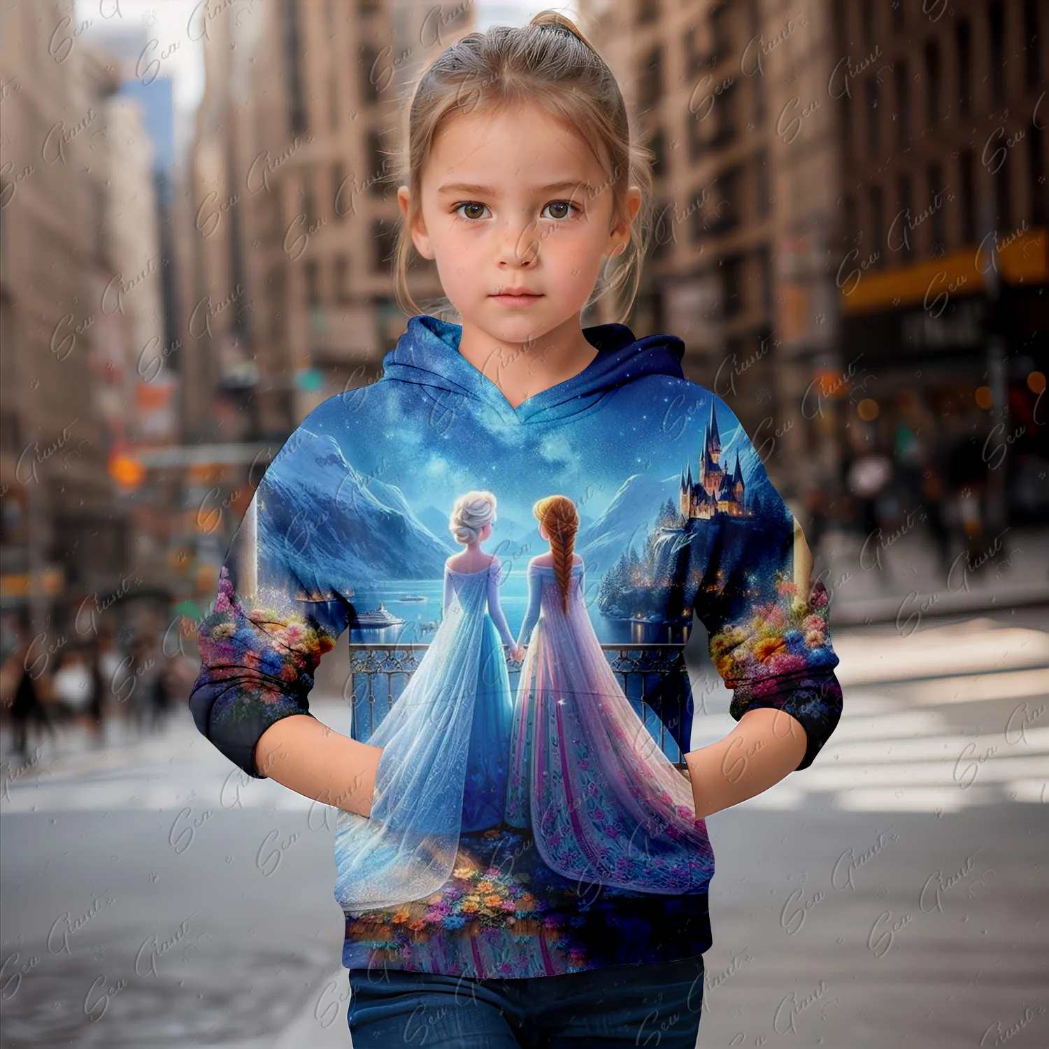 2024 New MINISO Cartoon Mermaid Princess 3d Print Girls Hoodies Long Sleeve Hooded Sweatshirt Top Lovely Pullover Spring Autumn