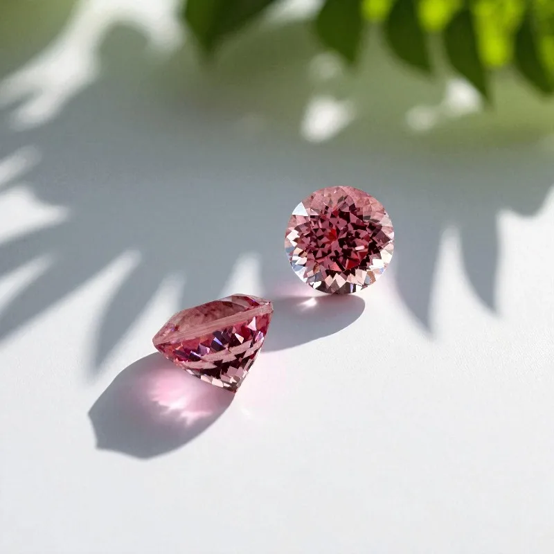 Laborgezüchteter Saphir, runder Schliff, Sonnenaufgangsrosa, loser Edelstein, wählbares Zertifikat, bestanden bei Diamantprüfer, für die Schmuckherstellung – Detail 5