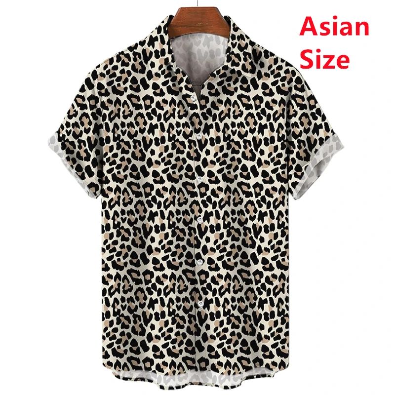 

Повседневные рубашки для мужчин, топы с короткими рукавами 2025 года, свободная одежда, модная уличная одежда с принтом тигра, Harajuku, модные гавайские рубашки для мужчин