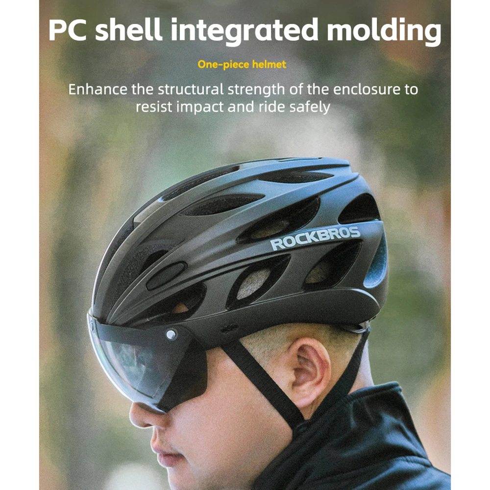 

ROCKBROS велосипедный шлем EPS цельнолитой дышащий велосипедный шлем для мужчин и женщин очки с линзами Aero MTB шоссейный велосипедный шлем