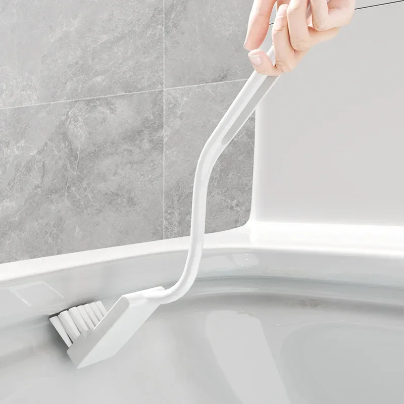 Curved Handle Toilet Brush with Extended Length and Reflective for zone to Improve Coverage and Inspection in Narrow Bowl