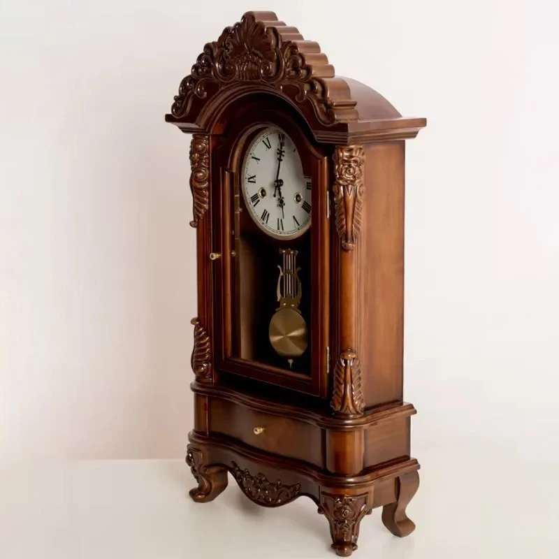 Retro Pendulum Table Clocks Mechanical Chinese Classical Luxury Desk Clocks Movement Clock Pure Copper Watches Living Room