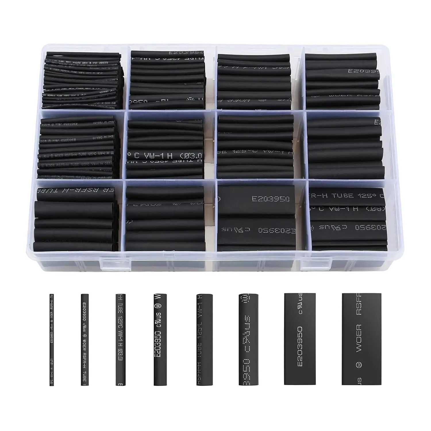 650 PCS Heat Shrink Tubing Kit, UL Approved Heat Shrink Tube Wire Wrap, 2:1 Ratio Electrical Cable Sleeve Assortment in box