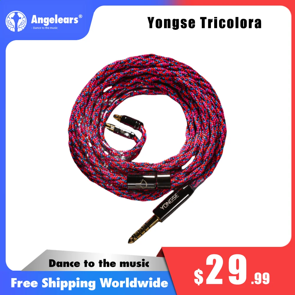 Yongse Tricolora 6N 4 Strands Single Crystal Copper Silver Plated Earsphones Cable