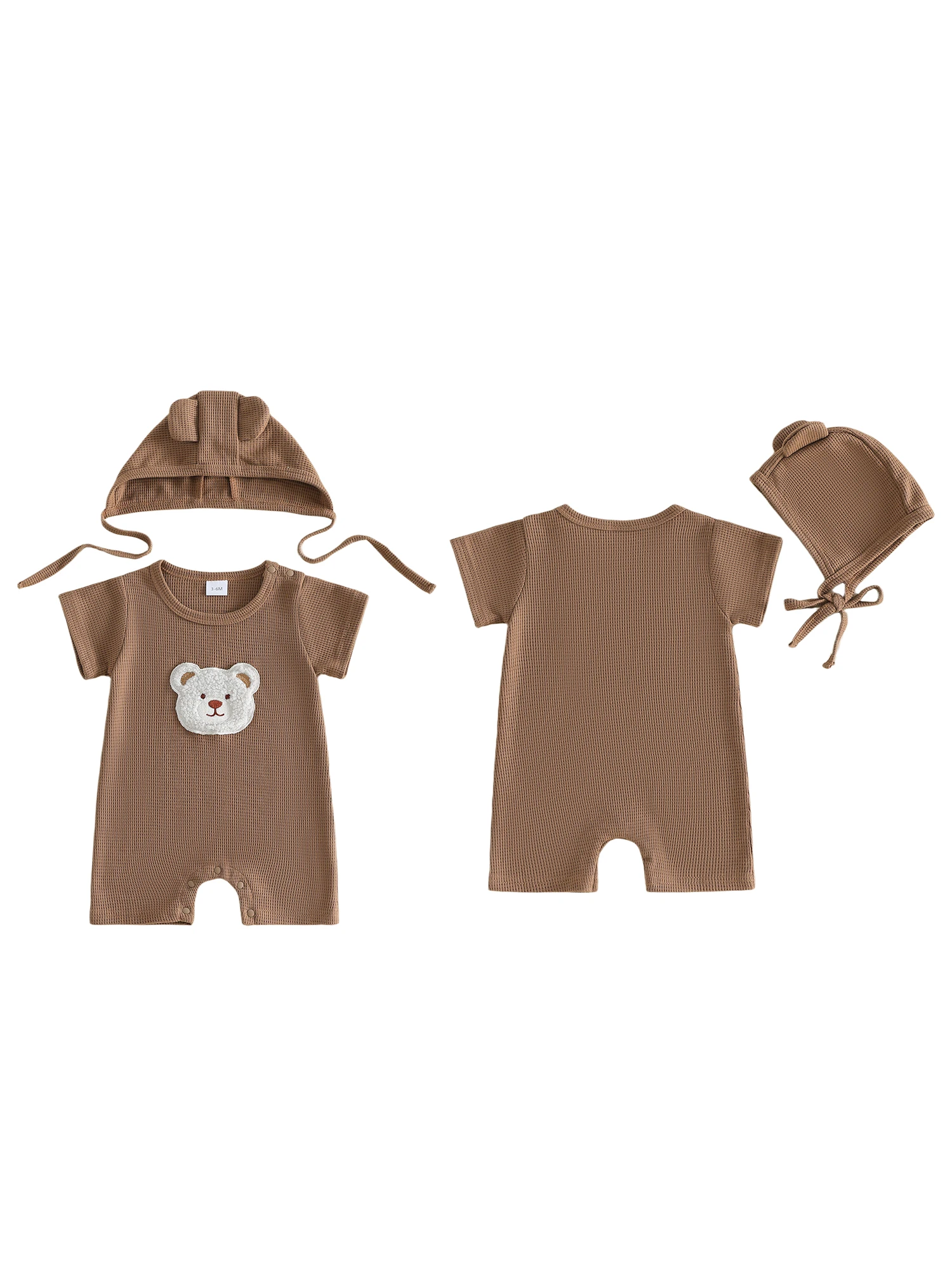 

Infant 2-Piece Summer Set with Short Sleeve Elephant Print Romper and Matching Sun Hat - Adorable Newborn Clothing
