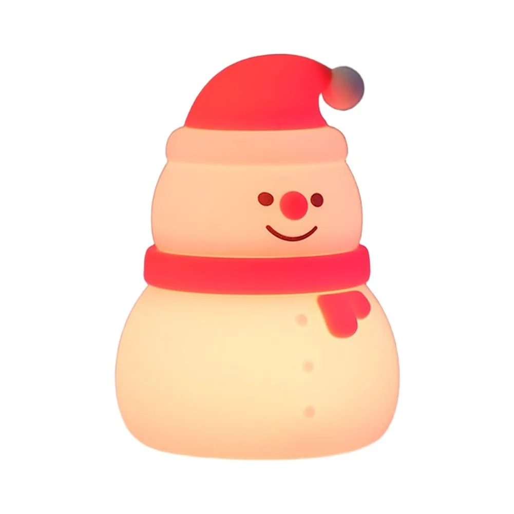 Christmas Snowman LED Night Light with Touch Control and 7-Color Cycle Rechargeable Portable Bed Light for Nursery Decor
