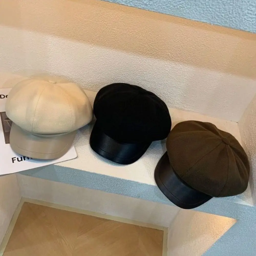 قبعة بيريه شتوية صوفية قابلة للتعديل، قبعة عتيقة قابلة للتنفس لموزع الصحف، قبعة يقطين دافئة وأنيقة للنساء