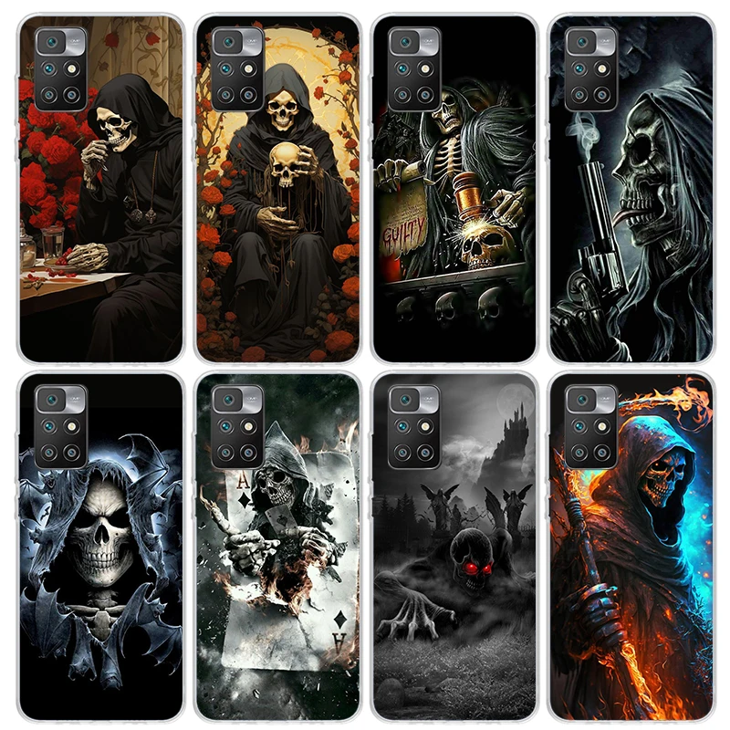 Reaper Skull Skeleton Gun Phone Case for Xiaomi Redmi 12C 12 10A 10C 10X 10 9A 9C 9T 9 8A 8 7A 7 6A 6 Pro K70 K60 K40 K20 Soft C