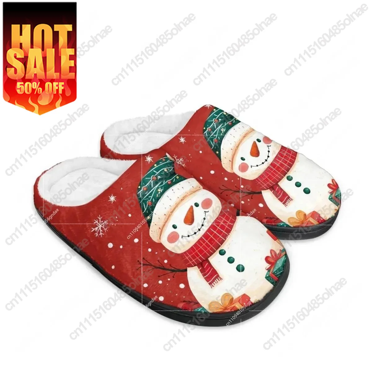 Merry Christmas Pink Cartoon Cute Snowman Happy Home Cotton Slippers Mens Womens Teenager Plush Bedroom Keep Warm Custom Slipper
