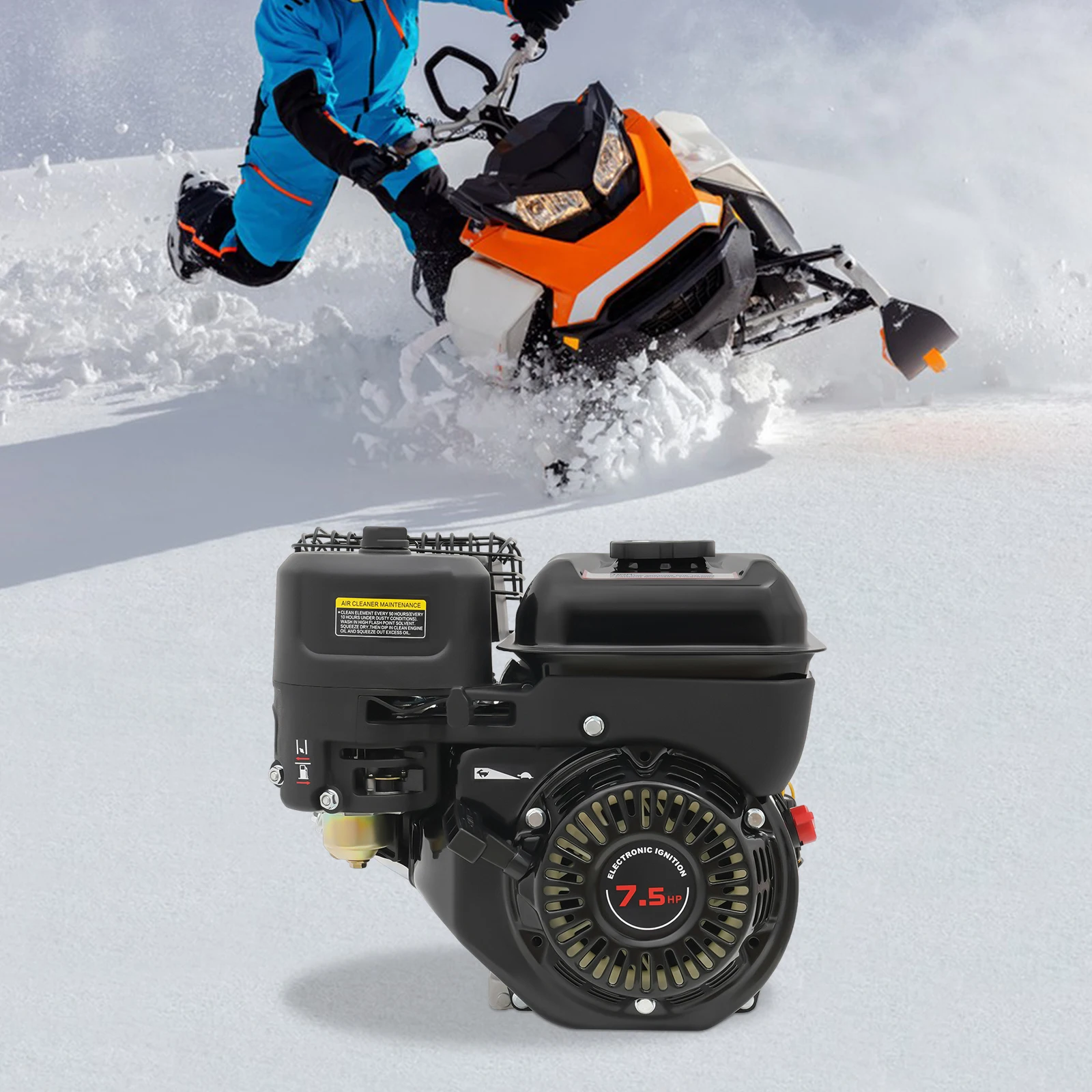 7.5HP 4-Stroke Horizontal Shaft Engine, Heavy Duty Cast Iron and Aluminum Construction for Generator Water Pump
