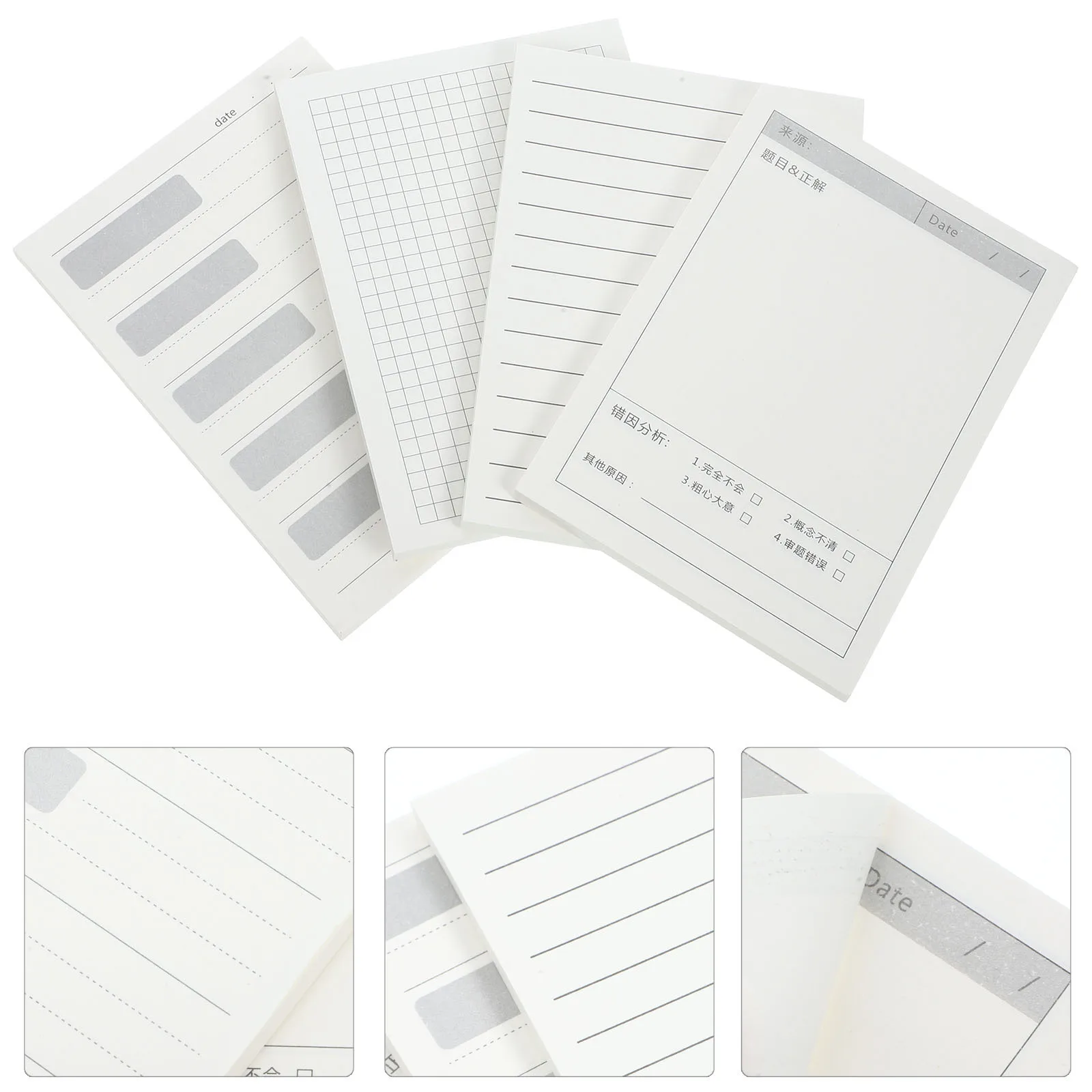 4 Buah Buku Catatan Memo Lembaran Catatan Tempel yang Dapat Dilepas, Tab Tempel Kecil Portabel untuk Penggunaan di Sekolah, Kantor, Rumah, Buku Catatan Ide