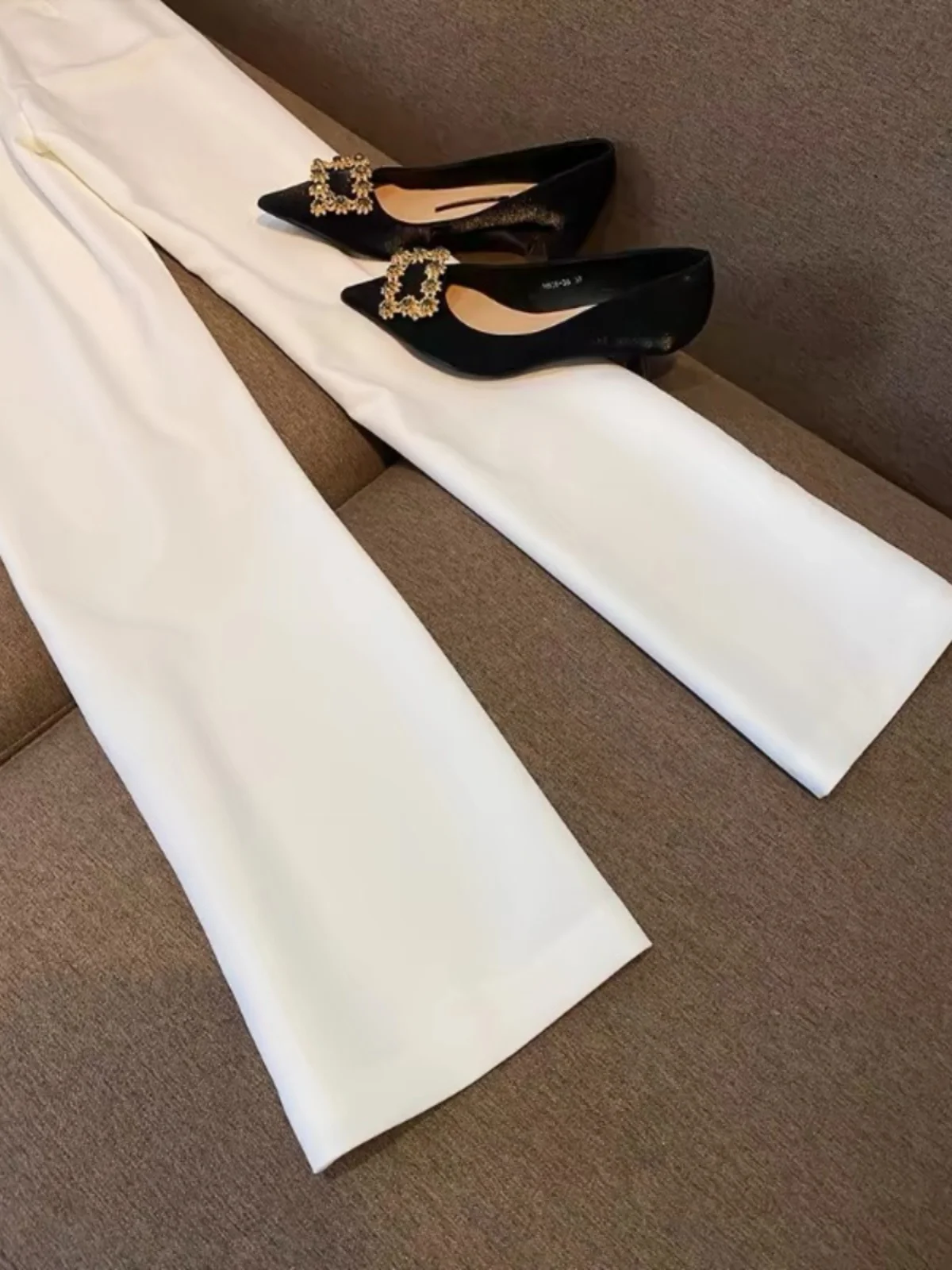 White Suit Set Women\'s Casual Fashion Workwear Spring Autumn Two-Piece Long Sleeve Long Pants Professional High-End Feeling
