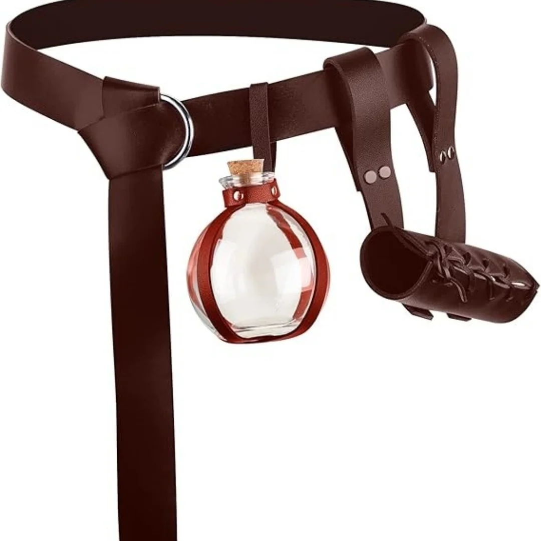 

Women Renaissance Accessories Medieval Viking Belt Potion Bottles Belt Bag Leather Skirt Hikes