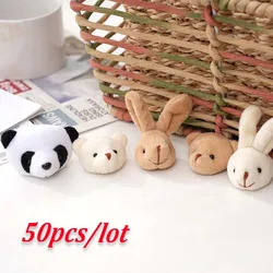 50pcs Animal Teddy Bear Head Plush Toys Cartoon Bear Panda Rabbit Head Stuffed Doll DIY Hair Rope Head Accessories Girl Gift