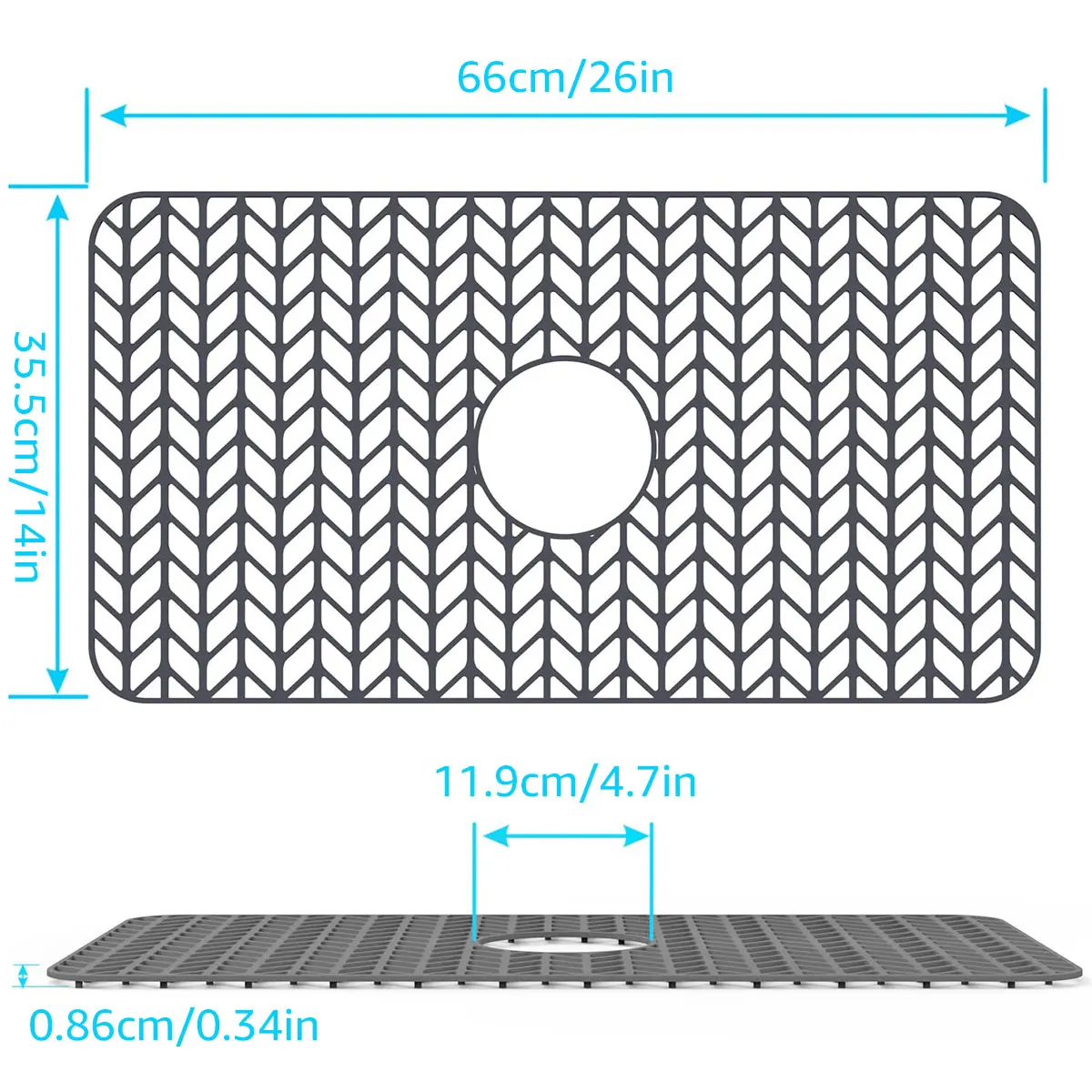 Silicone sink mat heat resistant anti slip grid sink drainage center protective mat portable drying mat home kitchen countertop