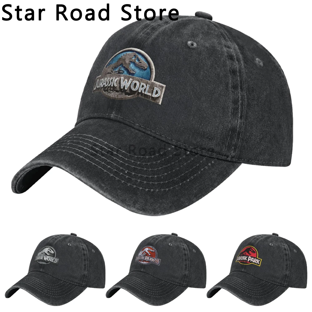 Gorra de béisbol con logo estampado de Jurassic Park 1993-2015, gorra desgastada con diseño de dinosaurio, estilo retro para hombre, para verano, ajustable, unisex.