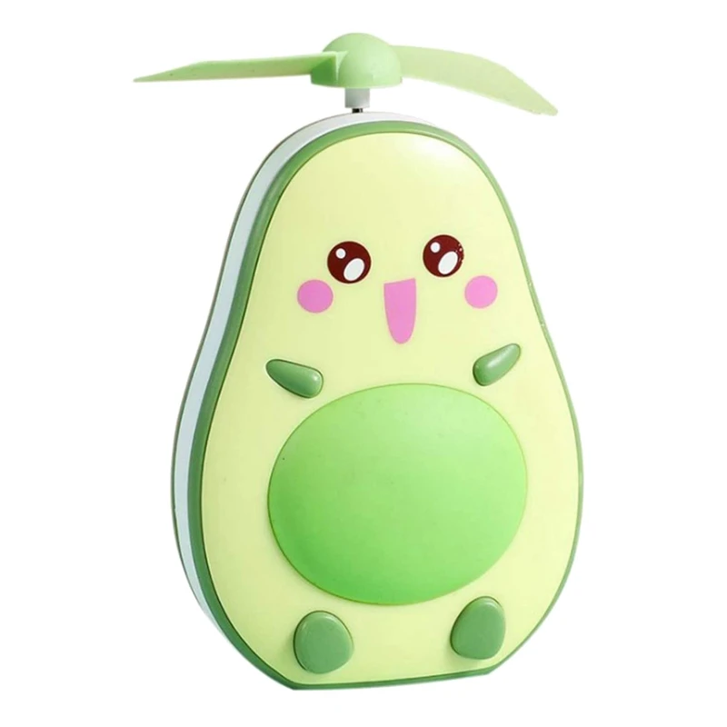 

Mini LED Makeup Mirror and Fan 2 in 1 Integrated Cute Avocado Shaped Practical Portable USB Charging Handheld Fan,Green