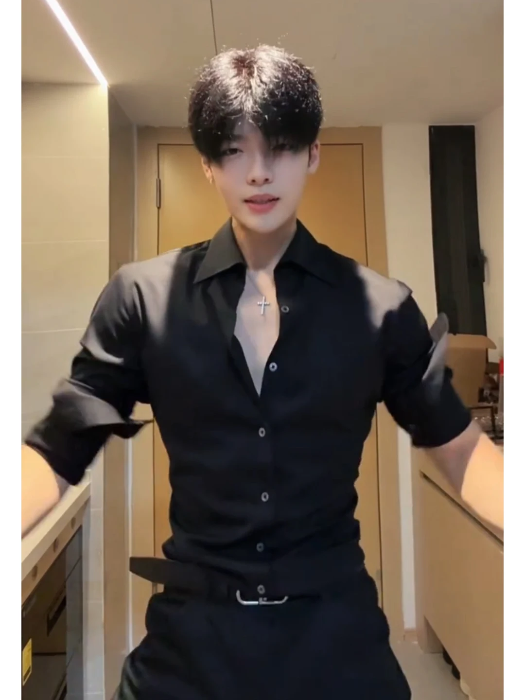 

Cleanfit Neapolitan Bla Long Sve irt Men's Faion Inner Wear Casual Loose Fit Breathable Youthful Sle Commute Ready