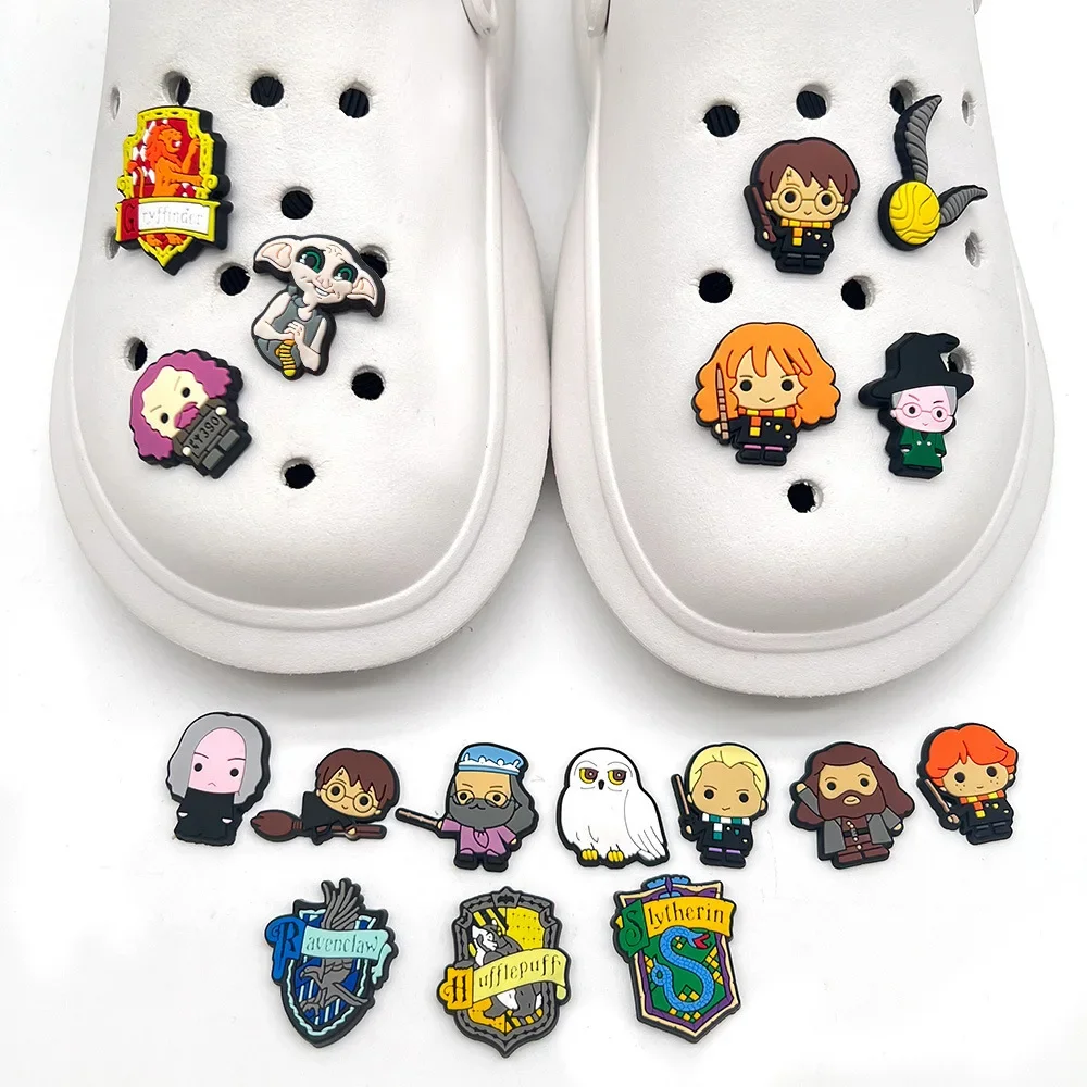 Hot 17Pcs/set Harrypotter Cartoon Kid Croc Shoes Accessories PVC Buckle Decoration Fit for Harry Potter Shoe Kid Gift