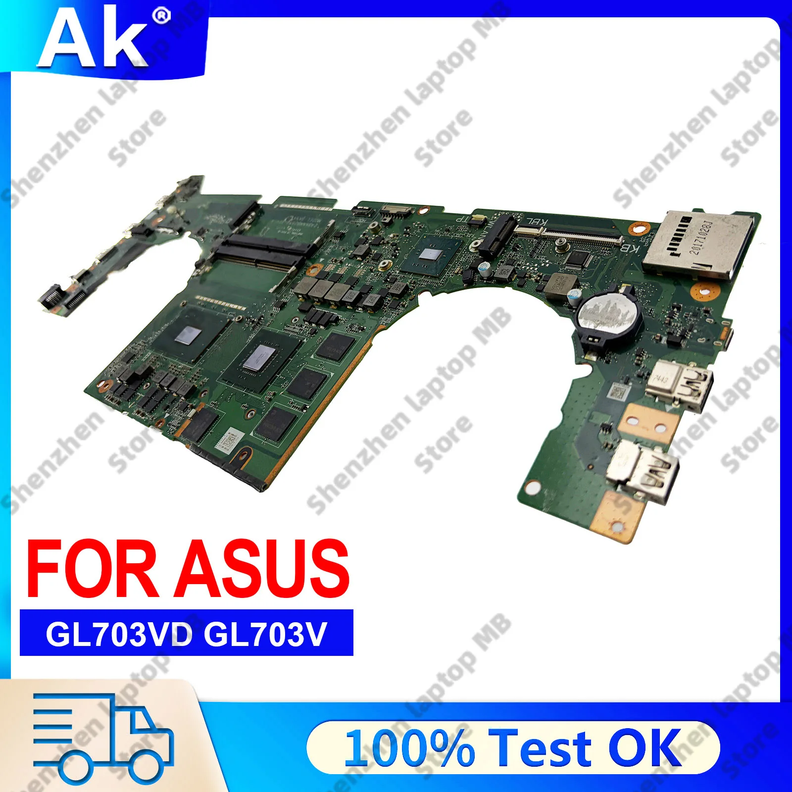 GL703VD Laptop Motherboard For ASUS ROG Strix GL703VD GL703V FX73V DABKNMB28A0 Mainboard With I5 I7 CPU 100% Tests OK Stk