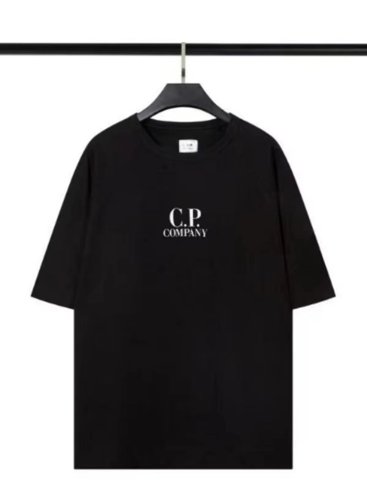 2024 Trendy CP Men\'s Printed Pure Cotton Sports Loose Men\'s and Women\'s Cotton Heavy Fashion Thick Cotton Short-sleeved T-shirt