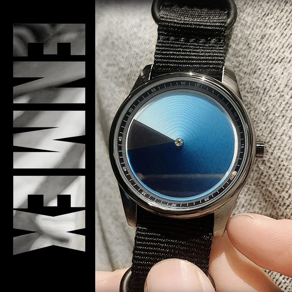 Enmex Individualization special wristwatch canvas  creative design Mysterious Gradient Blue fashion quartz clock men watch