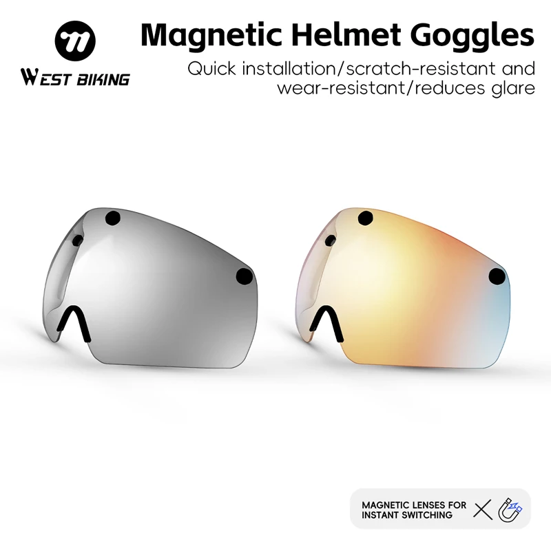 

WEST BIKING Magnetic Helmet Goggles Quick Installation Photochromic UV Protection Eyepieces Outdoor Cycling Windproof Goggles