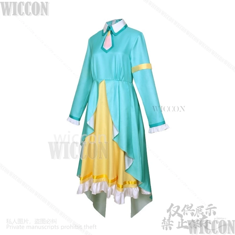 Kusanagi Nene Anime PJSK Colorful Stage Cosplay Blue Dress Lolita Green Wig Girls Woman Set Halloween Christmas Party Customized