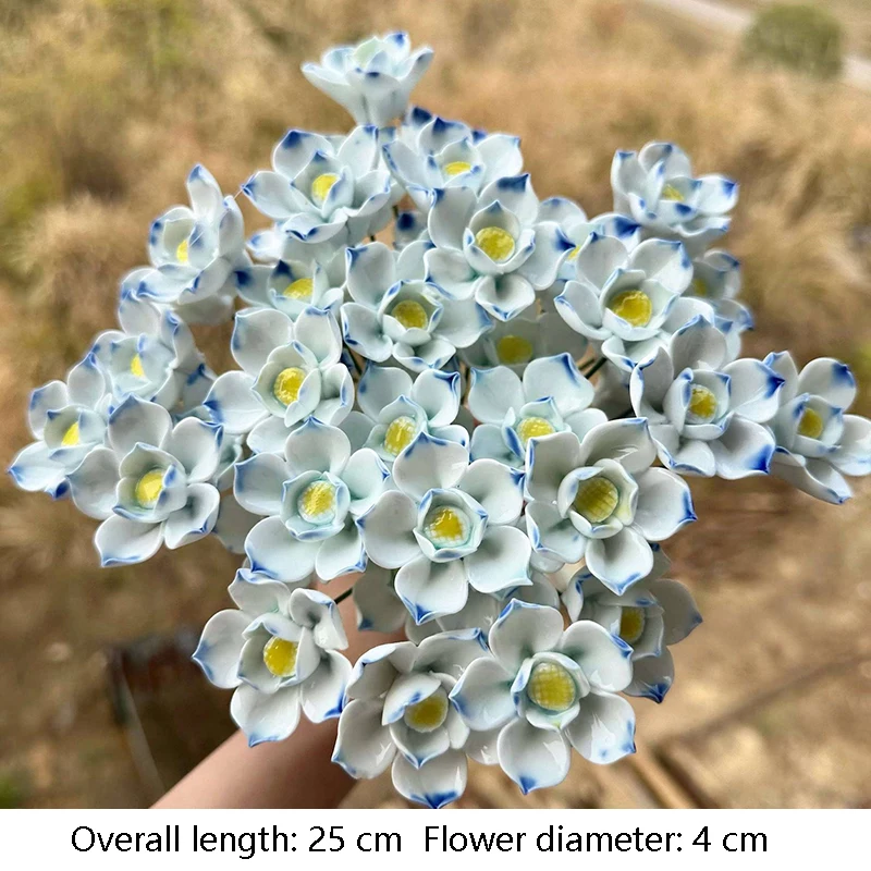 5 Stück Ländliche Wildblumen Keramik-Simulationsblumen Hochtemperaturbeständige Handgefertigte Ewige Blumen Dekorationen Kreative Geschenke für Zuhause – Detail 12