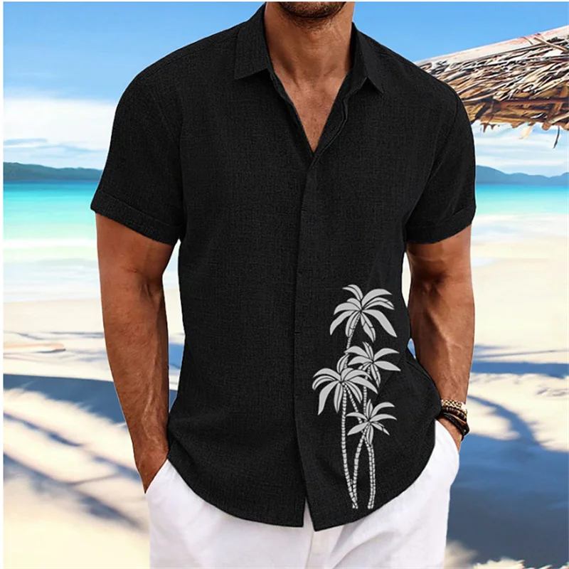 Chemise Hawaïenne à Manches Courtes pour Homme, Vêtement de Styliste, Décontracté, Doux, Imprimé Arbre AMP, Bouton à Revers, à la Mode, Été, 2023