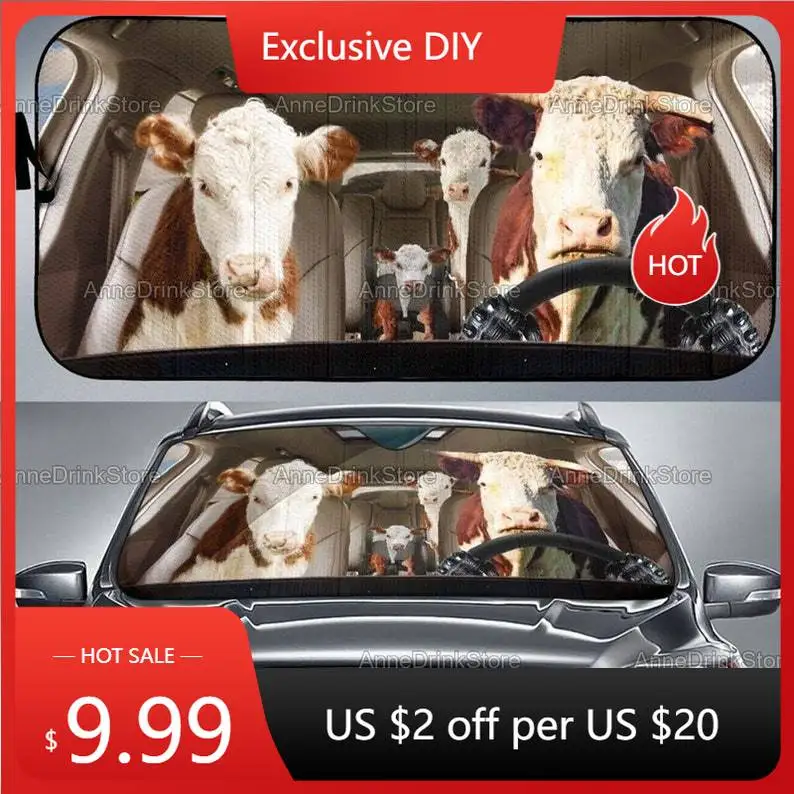 

Cow Car Sun Shade, Heifer Car accessories, Heifer Car Decoration, Gift For Mom, Funny Car Decoration MCL252006J03