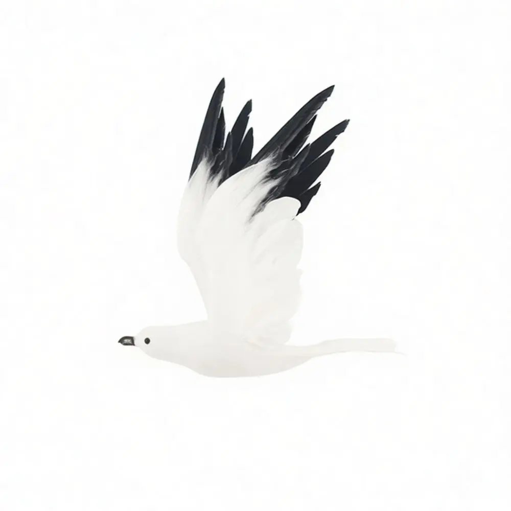 Decorative Feather Seagull Figurine Realistic Bird Statue Garden Forest Style Ornament Indoor Table Display